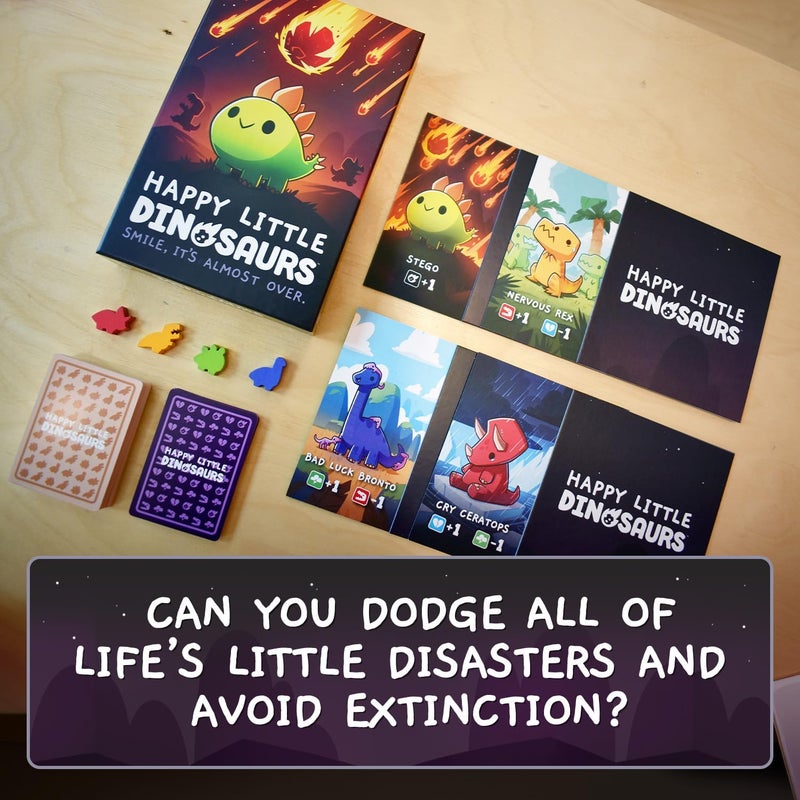 Unstable Games لعبة لوحية الديناصورات السعيدة - لعبة بطاقات مضحكة للبالغين والأطفال - ألعاب لوحية عائلية لـ 2-4 لاعبين، أعمار 8 وما فوق، من مبتكري يونيكورن غير المستقر وهنا للقتال - Image 1